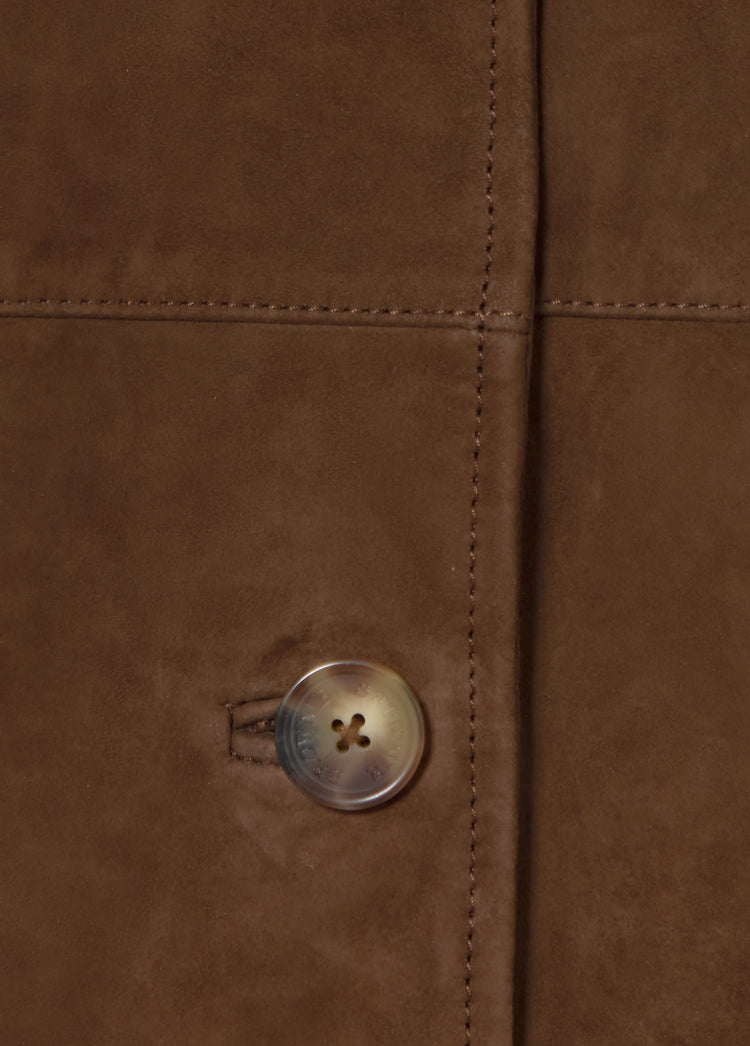 Mandarin-collar leather jacket