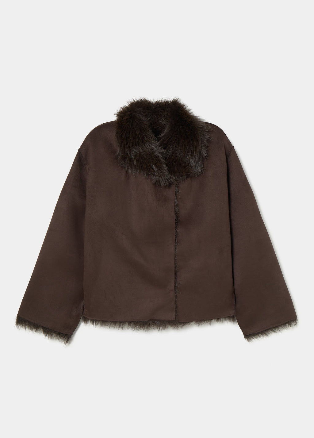 Reversible faux-fur coat