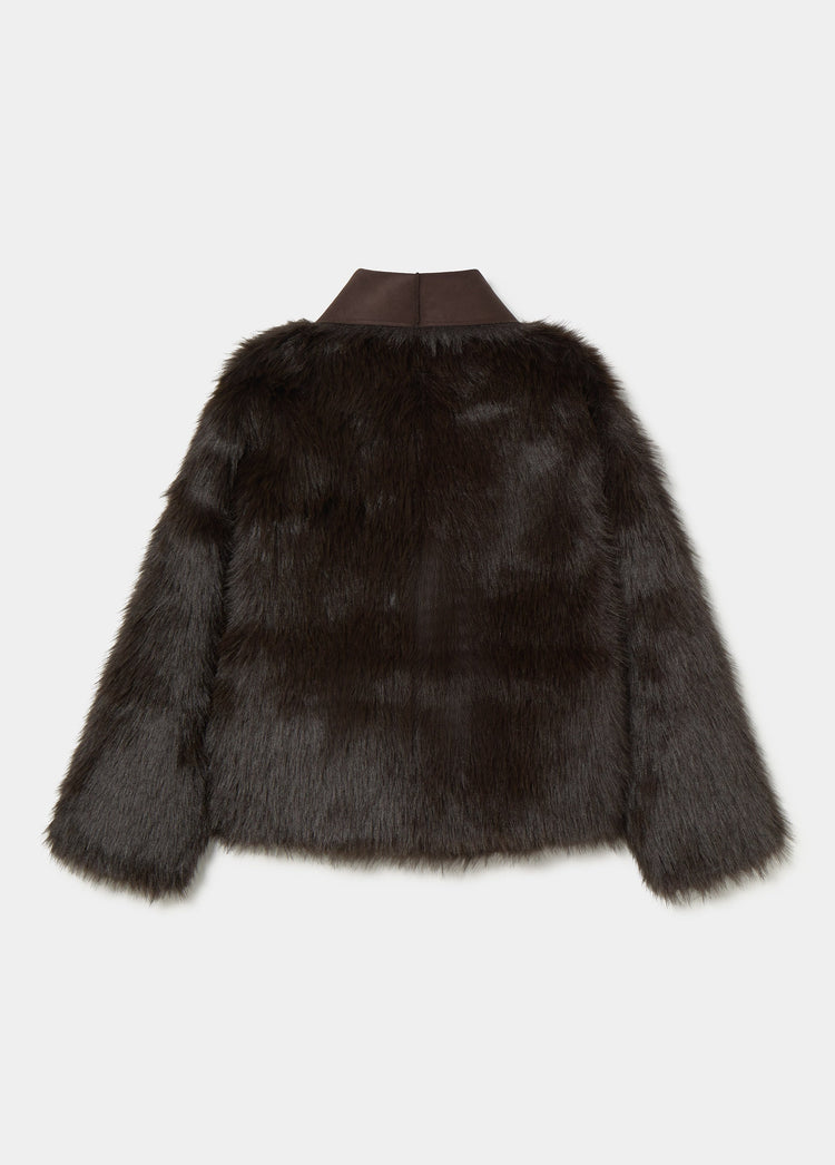Reversible faux-fur coat