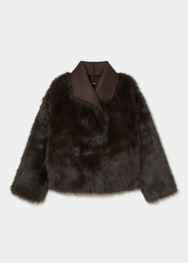 Reversible faux-fur coat