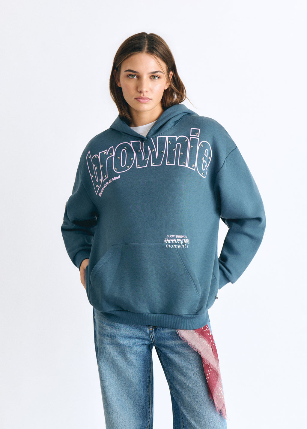 Sudadera capucha print texto