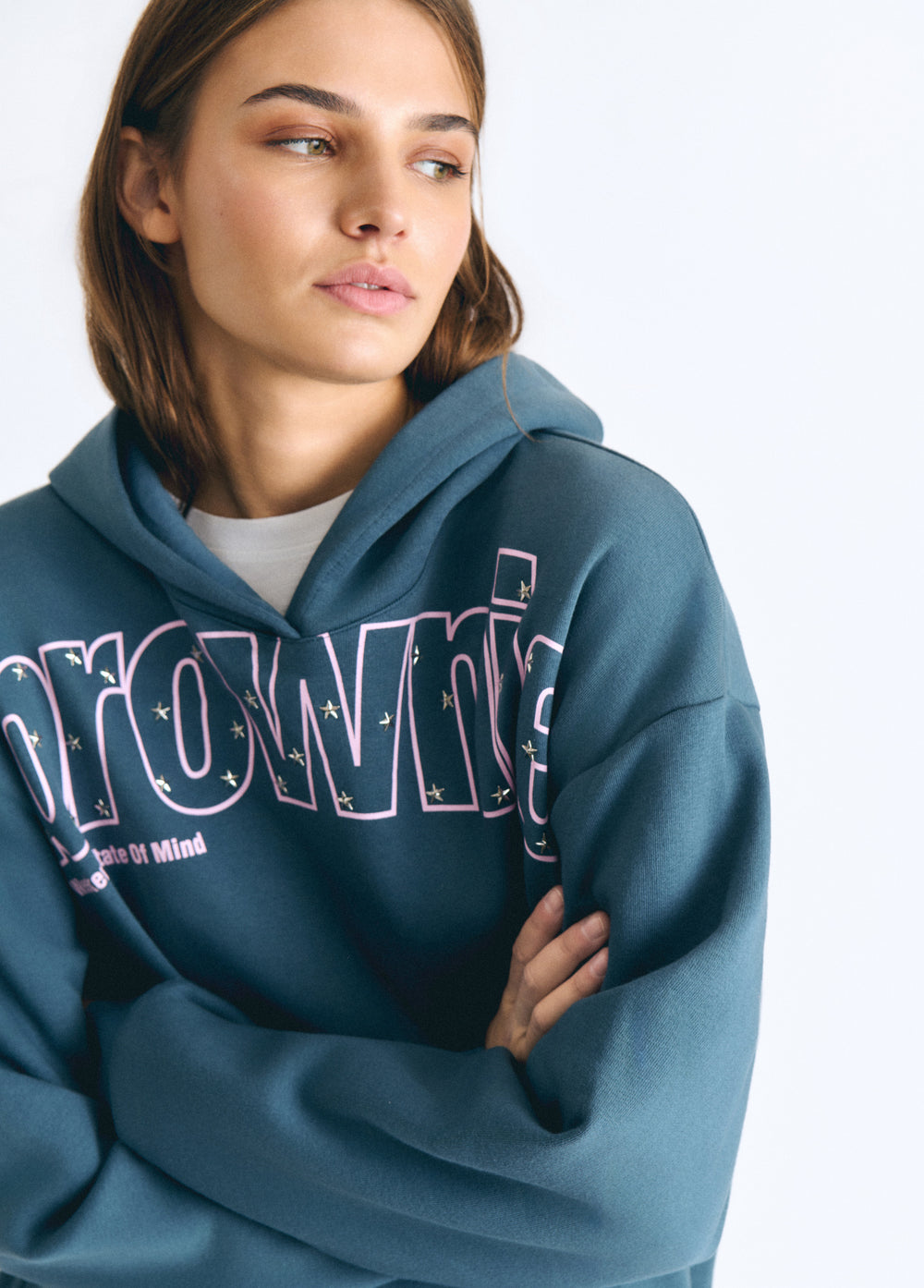 Text-print hooded sweatshirt