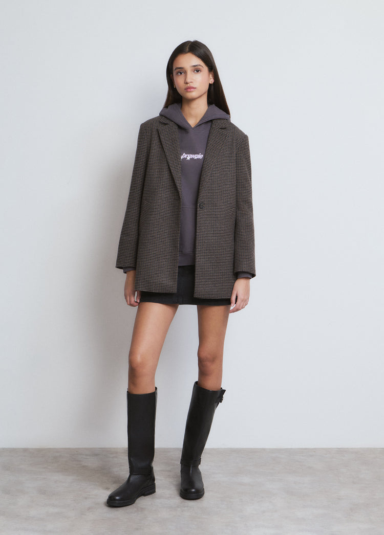 Long coat with small checks