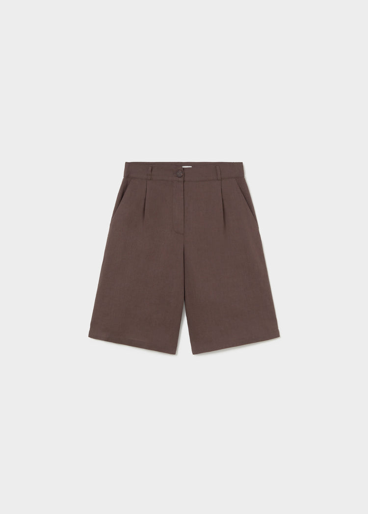 Long linen bermuda shorts