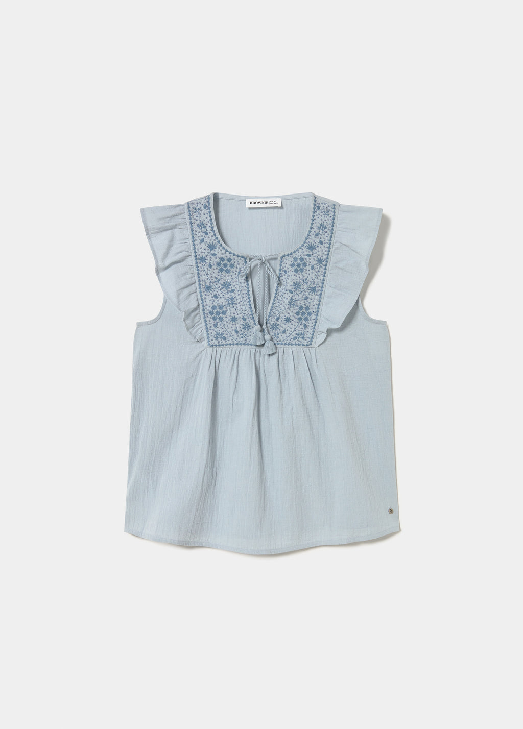 Embroidered yoke blouse