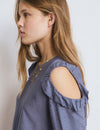 Bluse mit Cut-out und Volants