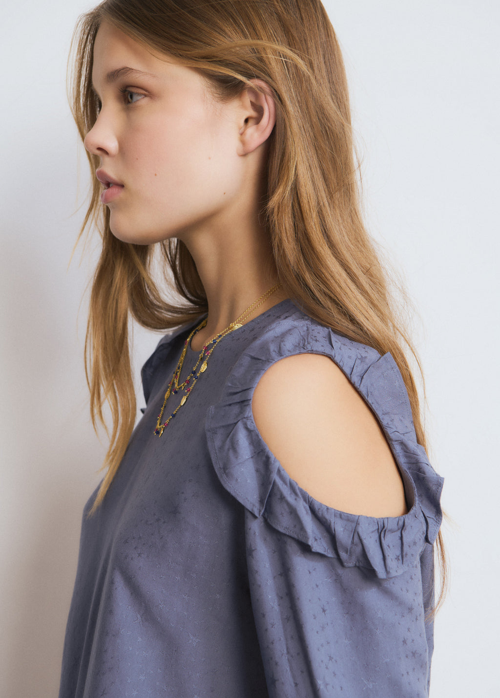 Bluse mit Cut-out und Volants