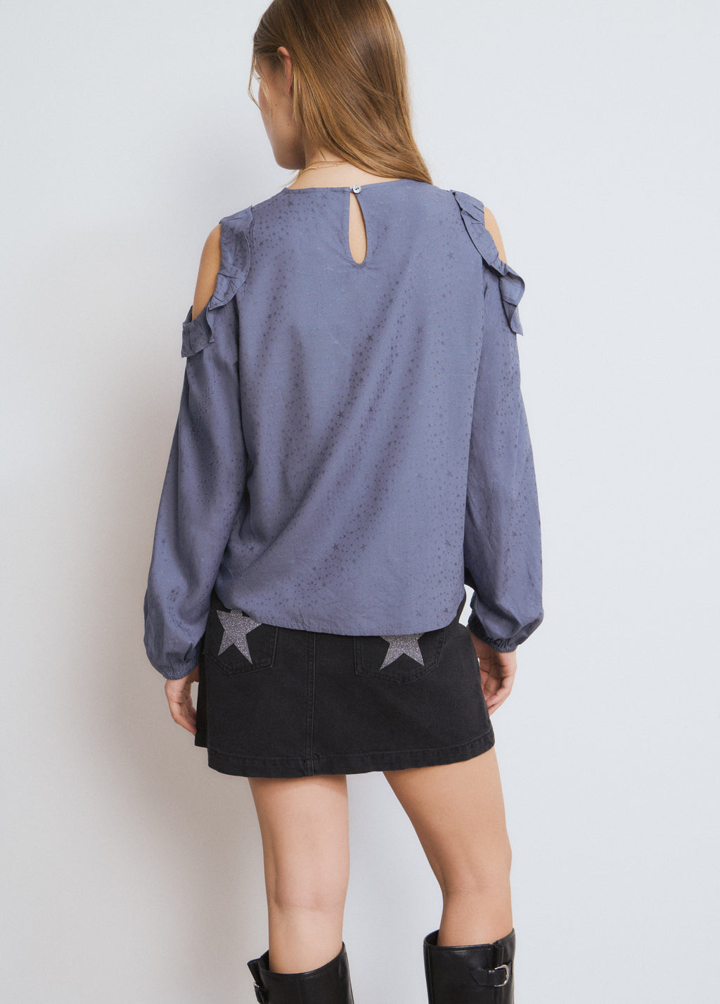 Bluse mit Cut-out und Volants