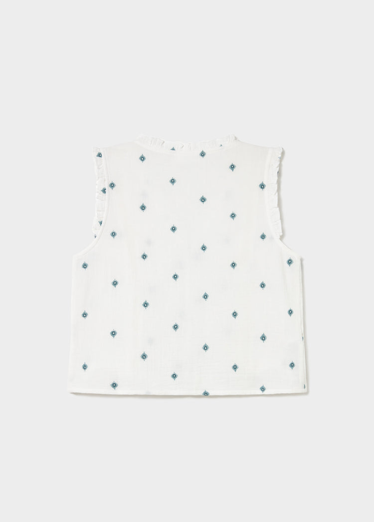 Double-layer blouse with embroidery