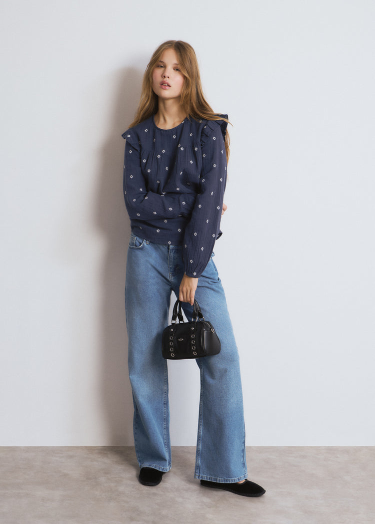 Blusa doppio tessuto ricamata