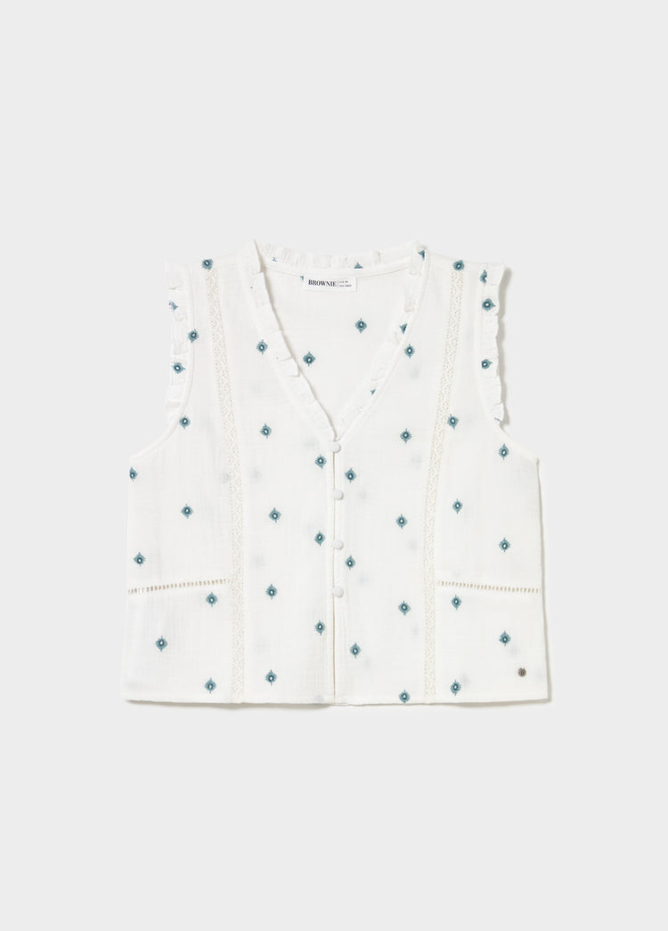 Double-layer blouse with embroidery