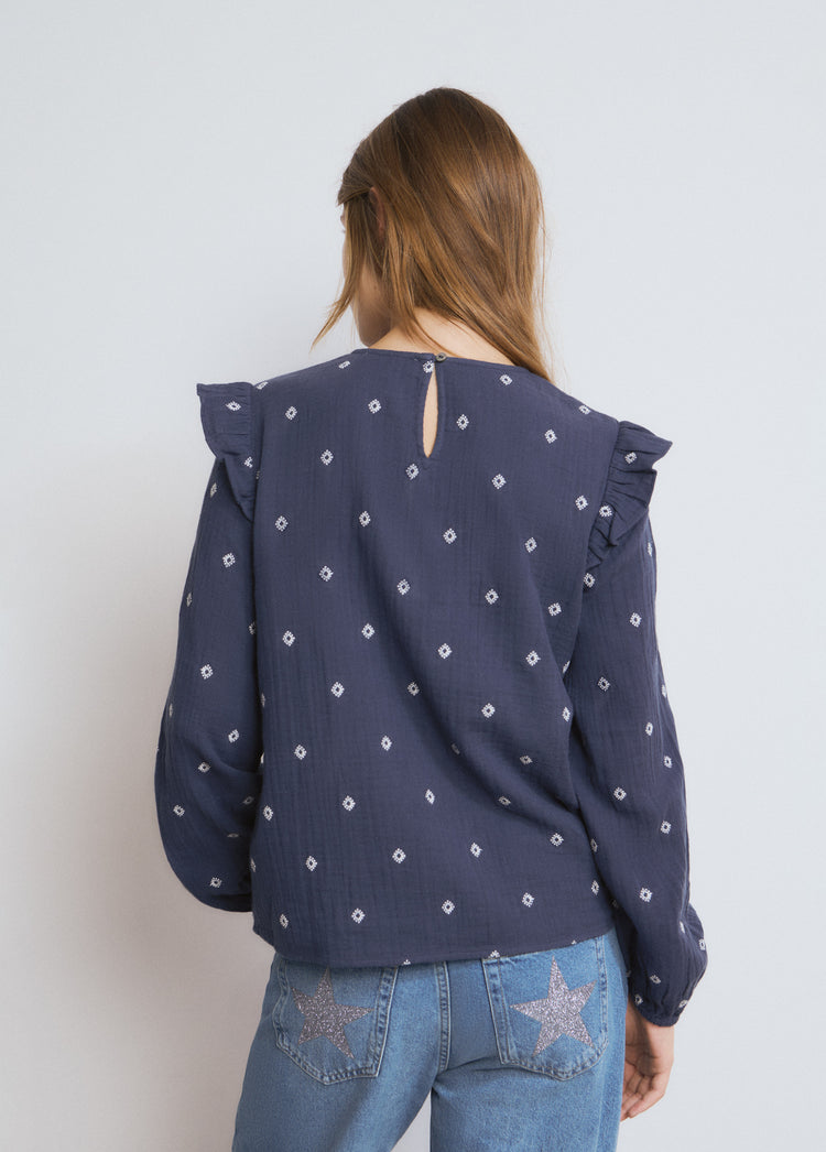 Blusa doppio tessuto ricamata