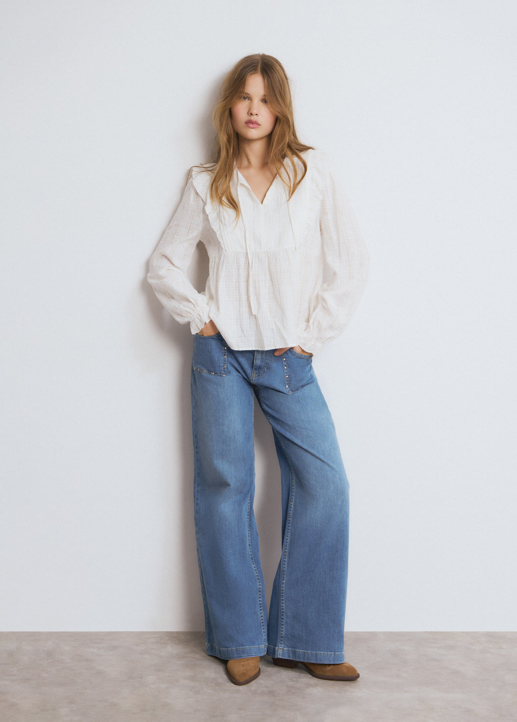 Lurex ruffle blouse
