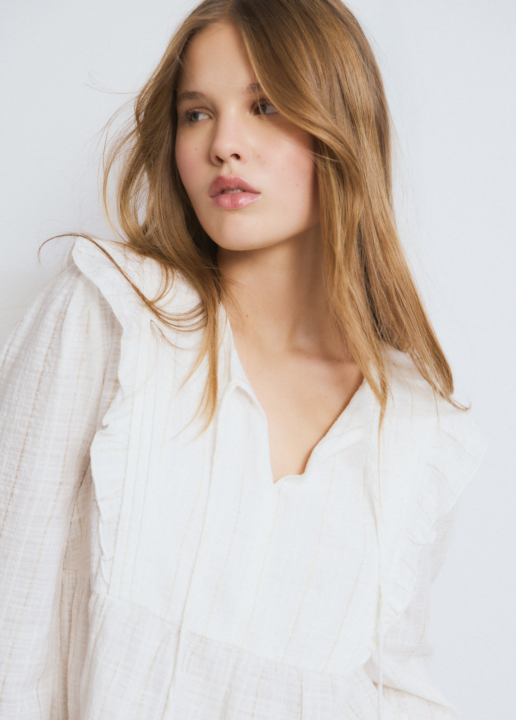 Lurex ruffle blouse