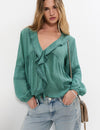 Blouse volants brodée