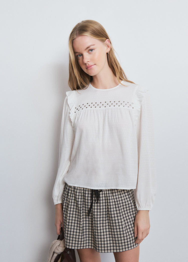 Ruffle blouse with studs