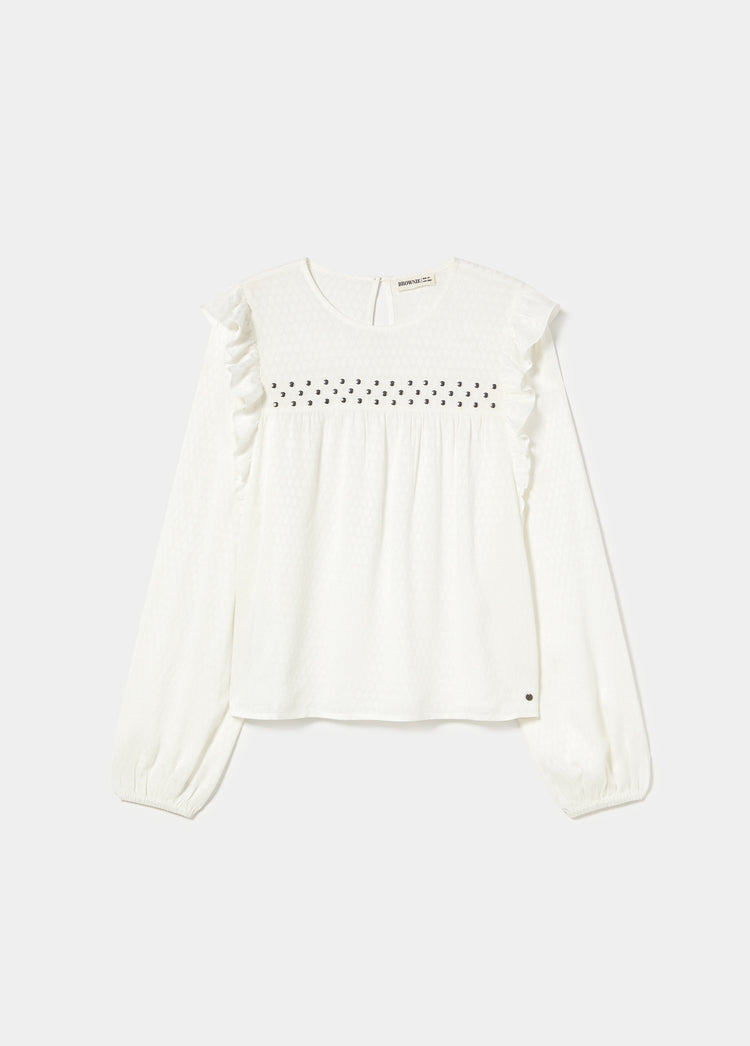 Ruffle blouse with studs