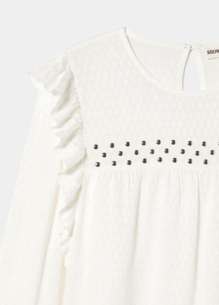 Ruffle blouse with studs