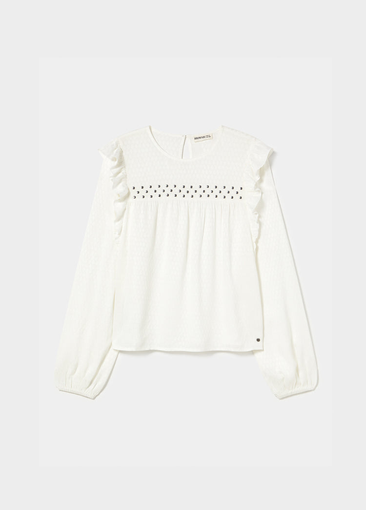 Ruffle blouse with studs