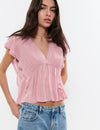 Ruffled blouse with lace trim