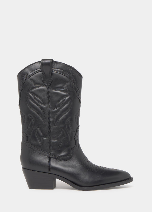 High cowboy leather boot