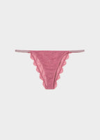Braguita encaje rosa de corte bajo con detalles de encaje en los bordes