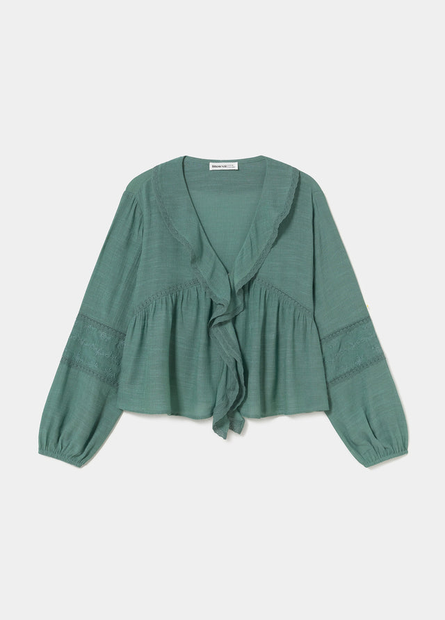 Blouse met volant en borduursels