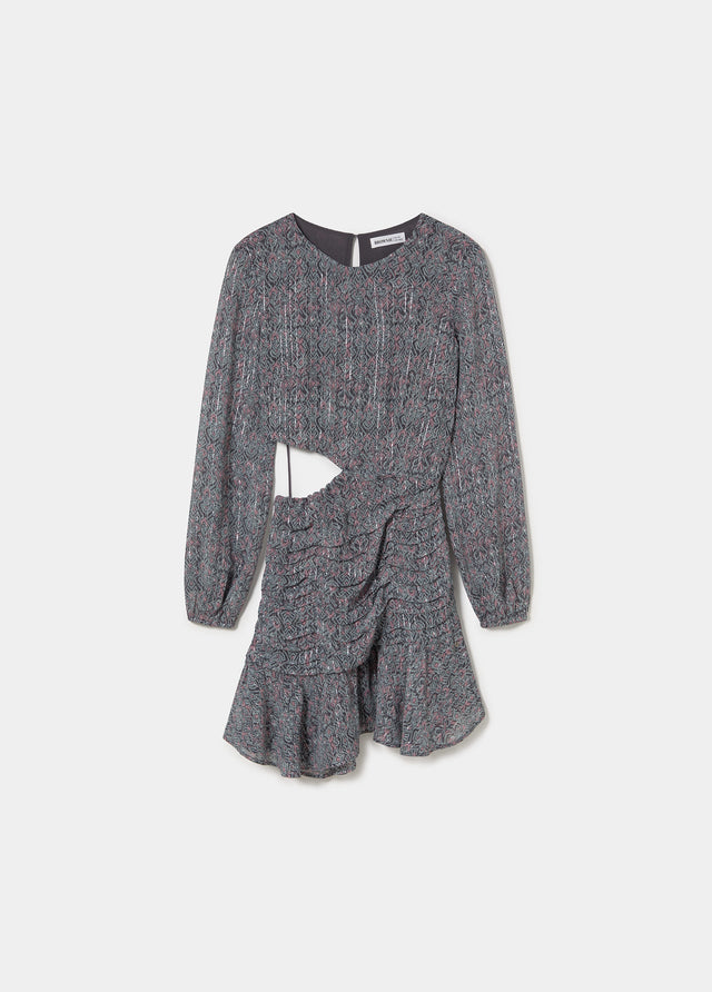 Robe découpes imprimée lurex