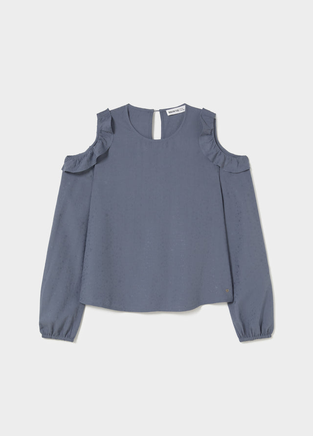 Bluse mit Cut-out und Volants