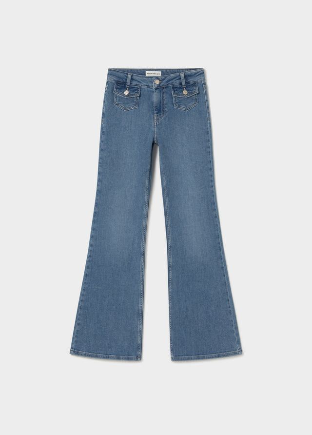 Flared jeans with front pockets
