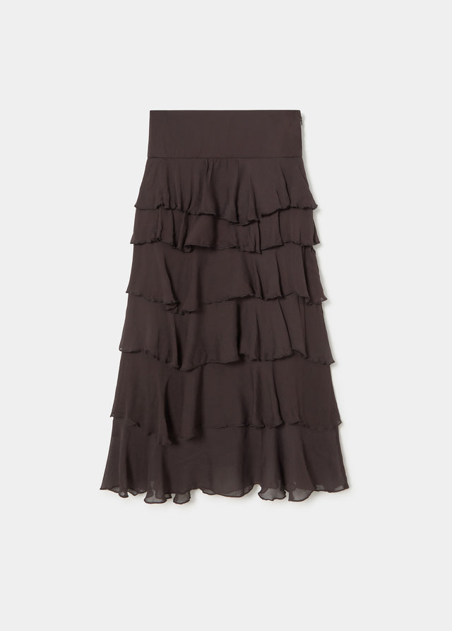 Jupe midi à volants