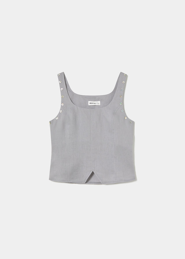 Linen top with button details