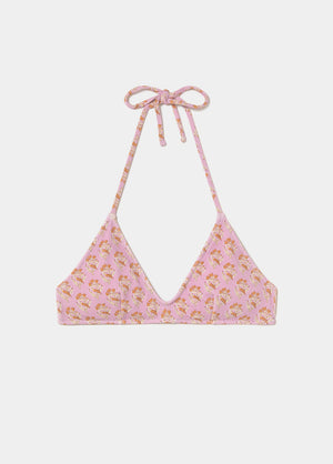 Top triangular estampat flor índia