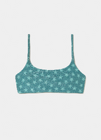 Top de tiras finas y corte bandeau en azul oscuro con estampado de estrellas