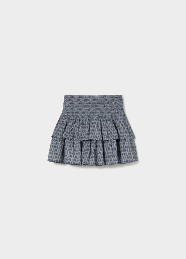 Ruffled skirt with Indian stamp print