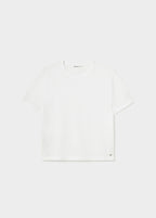 Camiseta básica de algodón blanco con corte holgado y mangas cortas