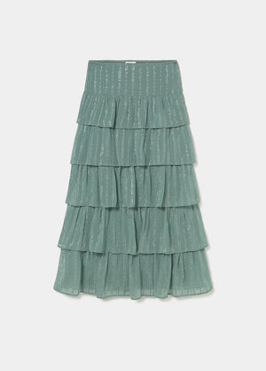 Shiny multilayer ruffle skirt