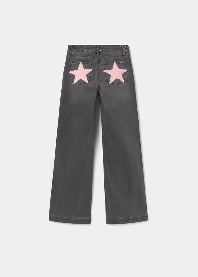 Jeans bolsillo parche estrellas twill