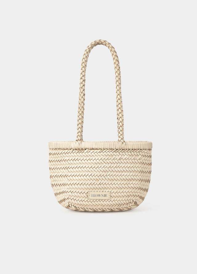 Shopper trenzado pequeño piel