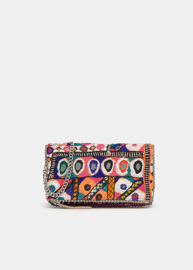 Flap Bag with Mirrors and Beads