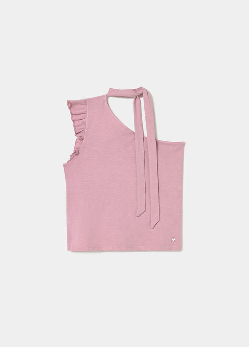 T-shirt asimmetrica con volant