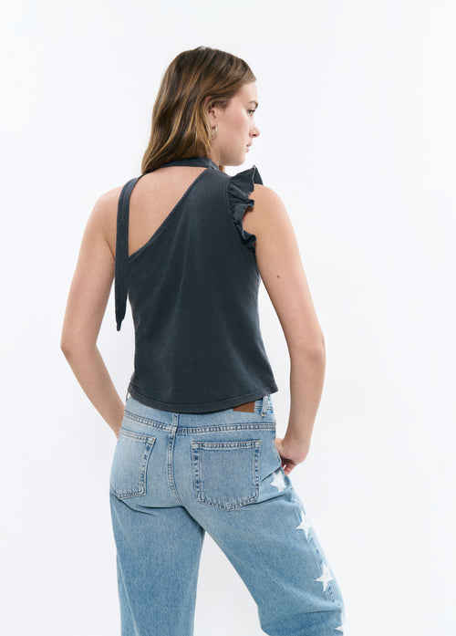 T-shirt asimmetrica con volant
