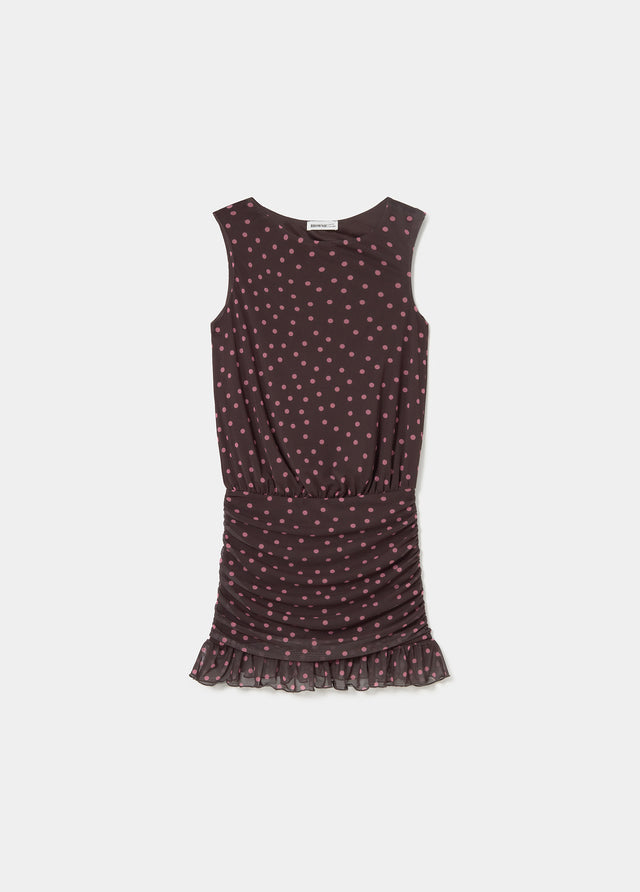 Vestido drapeado topos