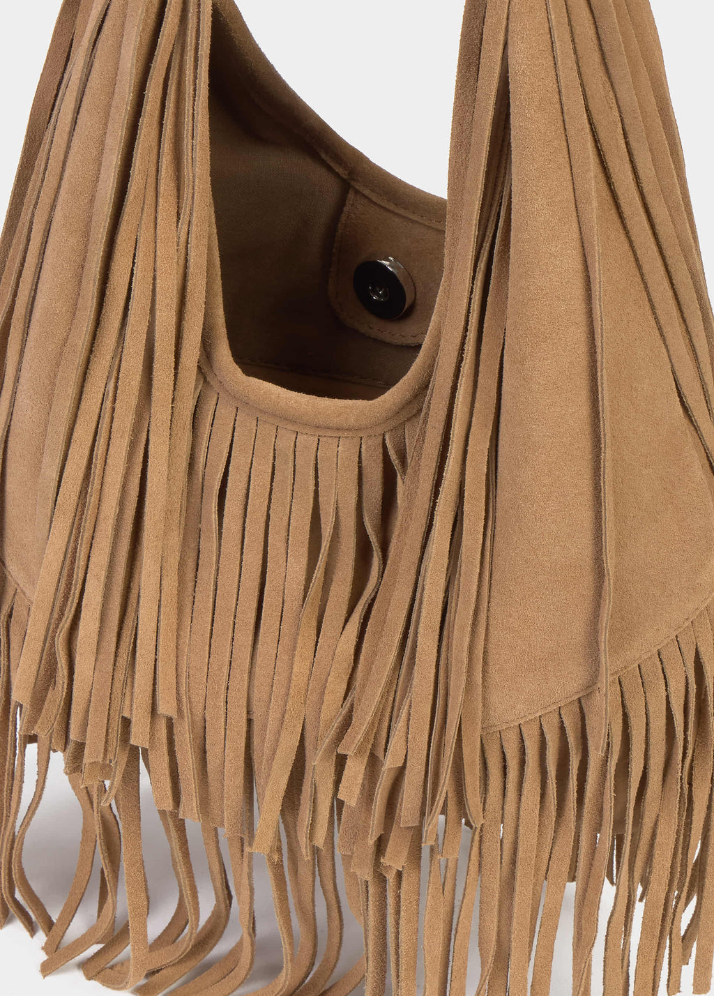 Leather fringe shoulder bag
