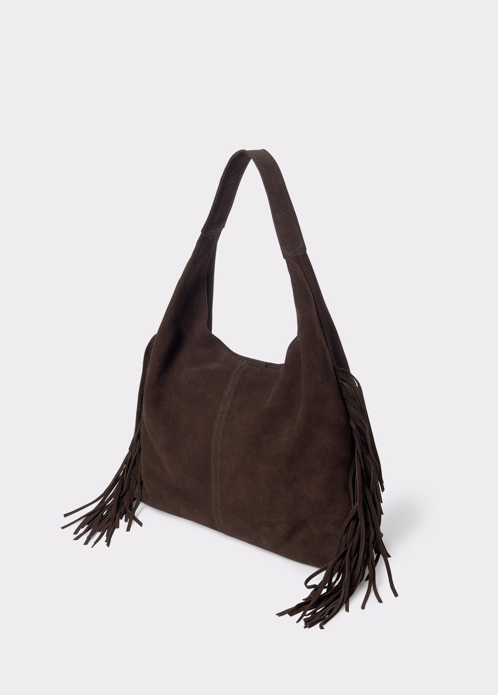 Leather shoulder bag with fringes