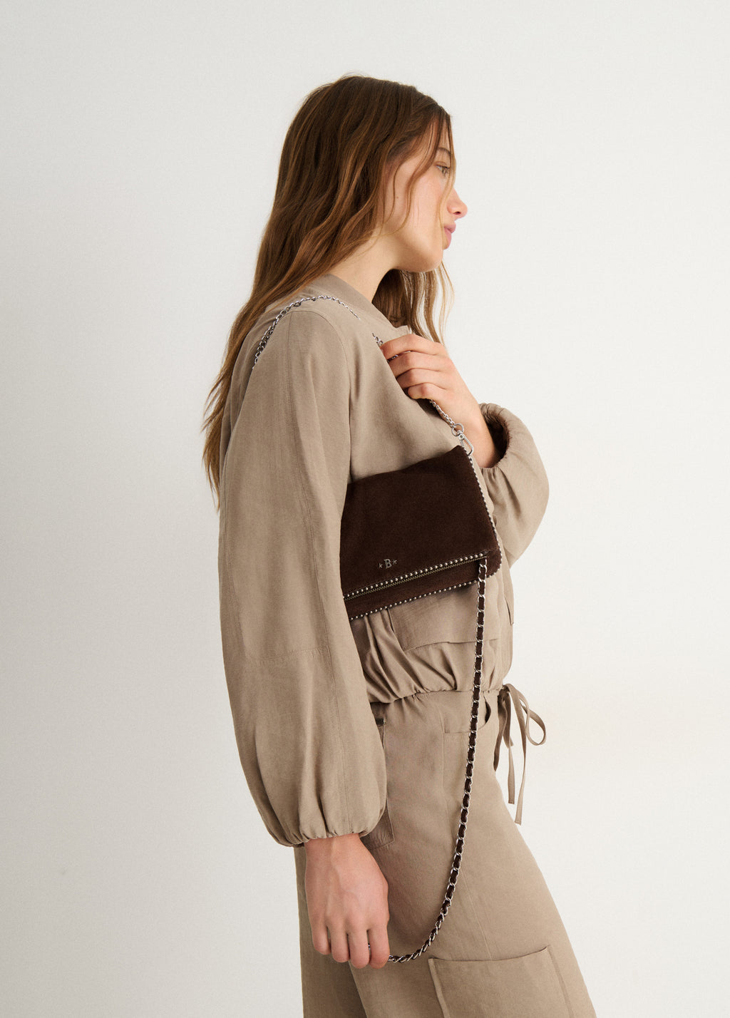 Studded flap bag