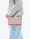Leather eyelet flap bag
