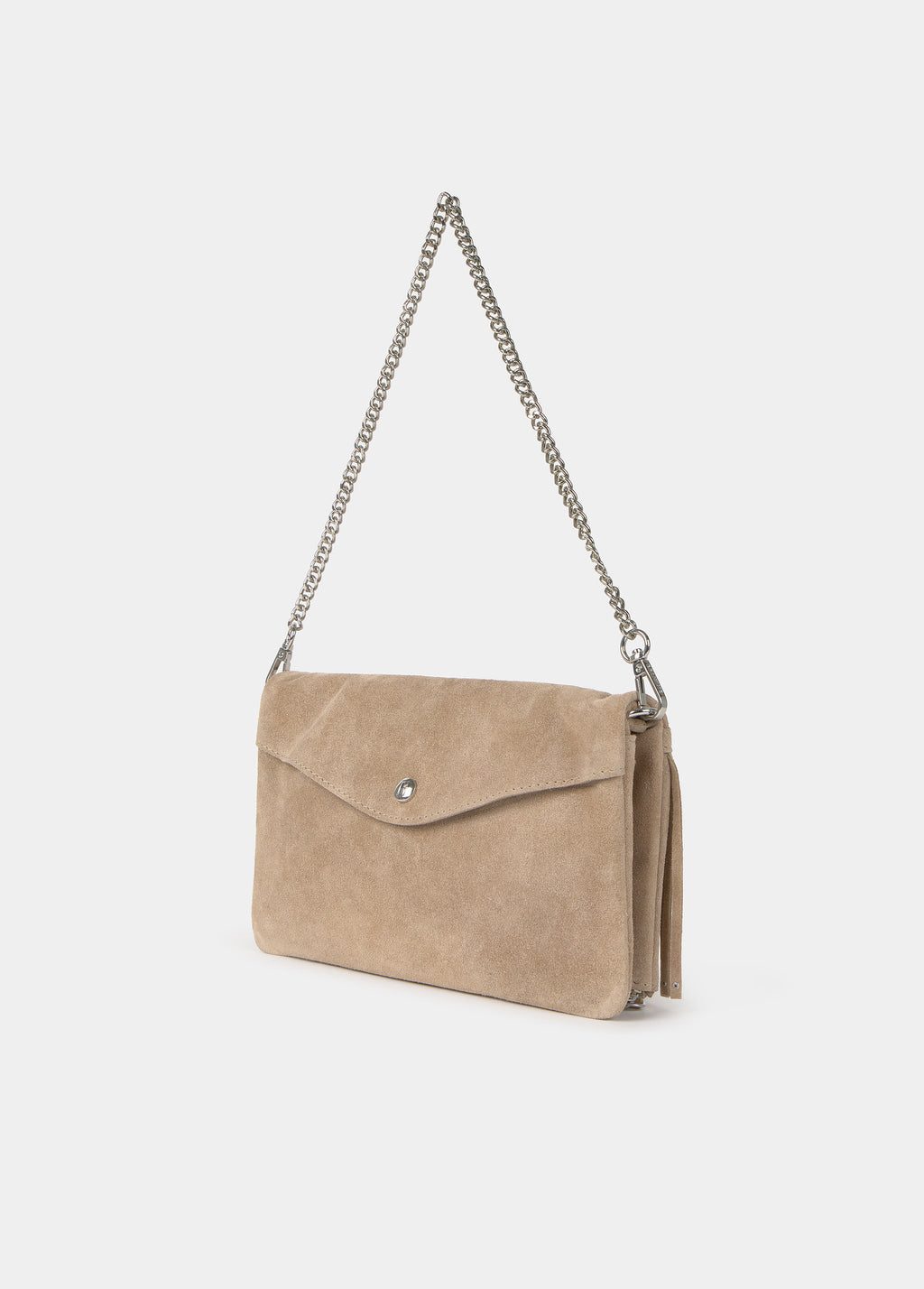 Leather flap bag with fringes