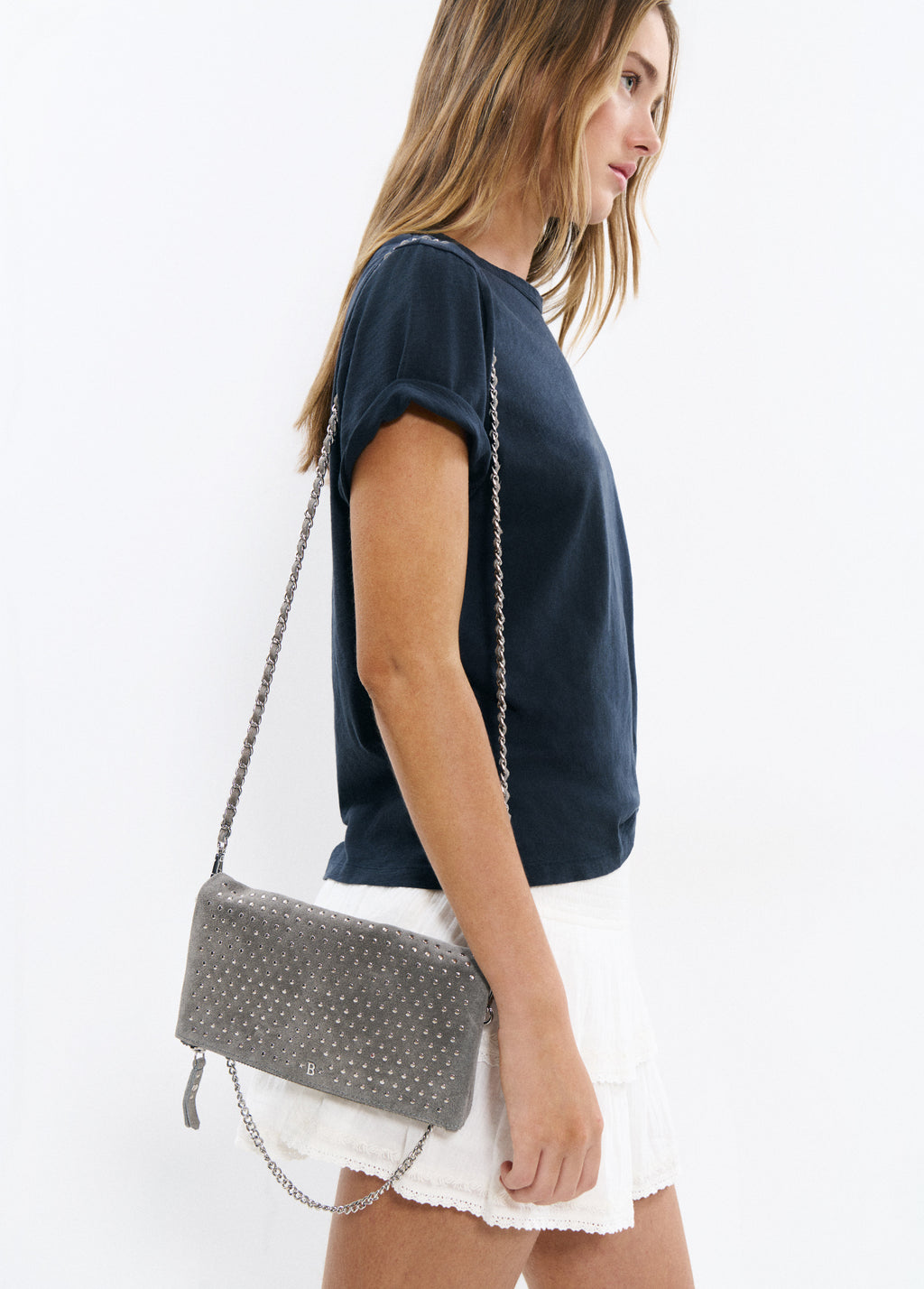 Leather Studded Flap Bag