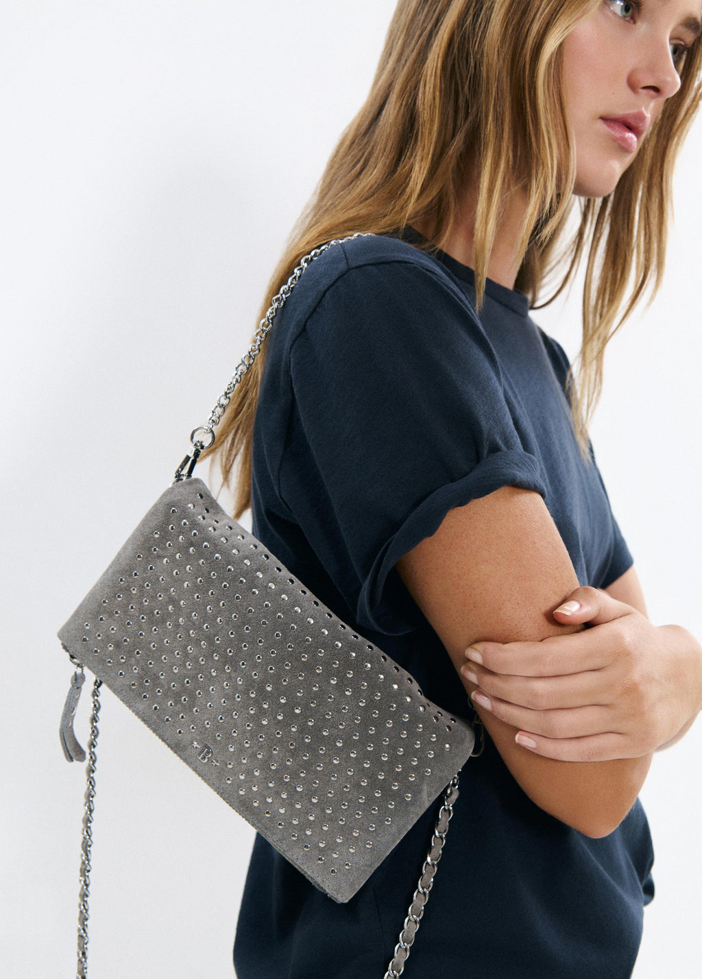 Leather Studded Flap Bag